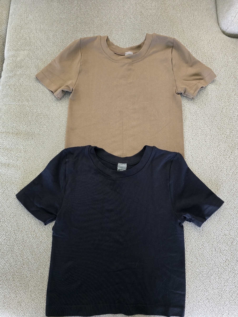 Dynamic Black and Brown Cropped Stretch T Shirts - One Size